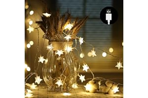 LAIRTPOW Star String Lights Waterproof Indoor Twinkle Christmas Lights for Bedroom Decor Party Wedding Halloween Easter Ramadan Birthday Wedding Xmas Tree Decoration Fairy Lights (Warm White)