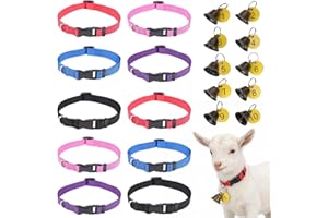 Goat Collars, Adjustable Nylon Grazing Collars, Pet Anti-Lost Loud Bronze Bell with Numbered Cards for Farm Goats Sheep Cows 