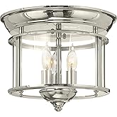 Hinkley Gentry Traditional Three Light Flush Mount, Polished Nickel