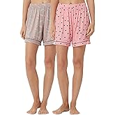 LANBAOSI 2 Pack Womens Pajama Shorts Boxer Shorts Casual Summer Ultra-Soft Lounge PJ Shorts Sleepwear