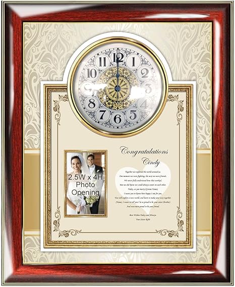 Amazon Com Personalized Wedding Gift For Sister Or Brother Sibling Wall Clock Poetry Frame Poem Plaque Home Kitchen