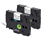 2 Pack HSe-221 HSe221 Heat Shrink Tube Label Tape Compatible for Brother Ptouch HS-221 HS221 8.8mm Black on White for PT-E300 PT-E500 PT-D210 PT-D400 PT-D450 PT-E550W PT-P750WVP (0.34" x 4.92')