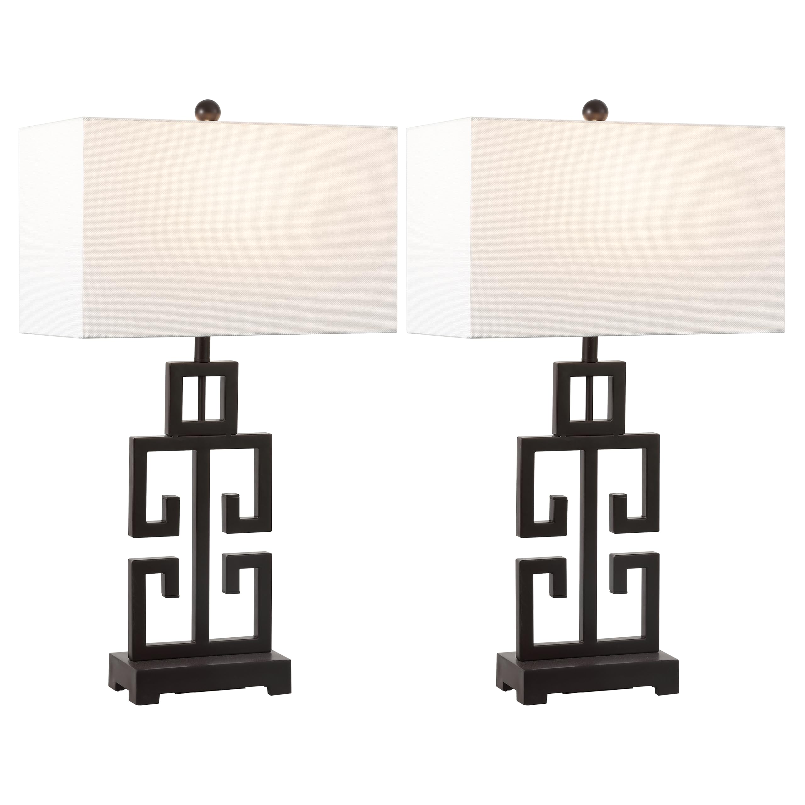 SAFAVIEH Lighting Collection Greek Key 29-inch Oil Rubbed Bronze Metal Table Lamp Set of 2 (LED Bulbs Included) Image SAFAVIEH Lighting Collection Greek Key 29-inch Oil Rubbed Bronze Metal Table Lamp Set of 2 (LED Bulbs Included) Image
