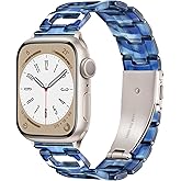 Light Apple Watch Band -D-shaped Design Resin iWatch Bands, Apple Watch Bands for Women Men, Compatible with Apple Watch Series 11 SE 10 9 8 7 6 5 4 3 2, 38mm/40mm/41mm/42mm(Series 11 10)-Blue Flower