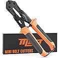 Mutt Tools 8 Inch Mini Bolt Cutters – Compact and Small Bolt Cutters for Small Screws, Steel Wire, Hooks and Fencing