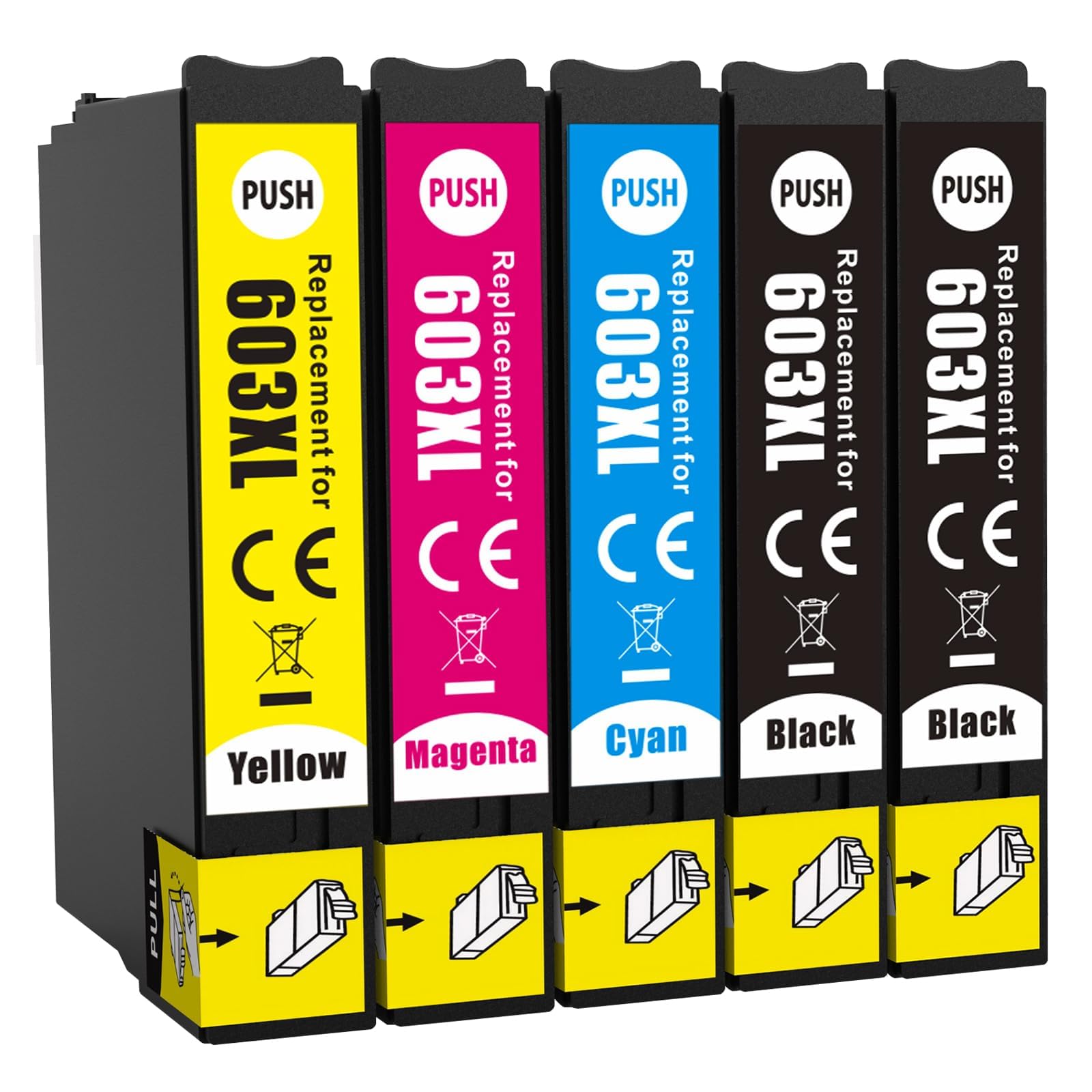 JoyPrinting 603XL Ink Cartridges 5Pack Replacement for Epson 603 XL Ink Cartridges Multipack for Epson XP-2100 XP-2105 XP-3100 XP-3105 XP-4100 XP-4105 WF-2810DWF WF-2830DWF WF-2835DWF