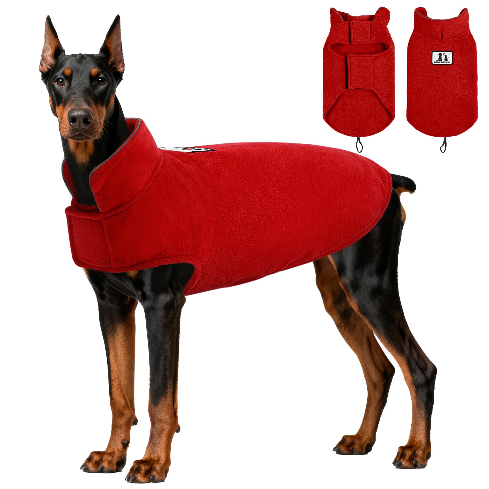 DENTRUN Dog Fleece Coat - Small to Large Dogs, Winter Warm Reflective Soft Sweater Jacket Vest