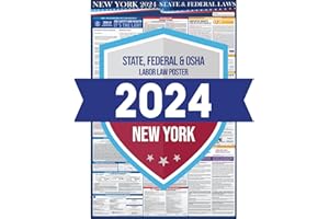 COMPLIANCE AUDIT CENTER 2024 New York State and Federal Labor Laws Poster - OSHA Workplace Compliant Includes FLSA FMLA and EEOC Updates - All in One Required Compliance Posting 16" x 40" - Laminated (POSTER ONLY)