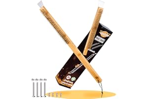 EAZY2HD 22.63" Pizza Oven Brush with Scraper -Metal Pizza Stone Brush with Head Replacement & Tools Long Wooden Handle Robust & Easy to Clean Pizza Oven Accessories