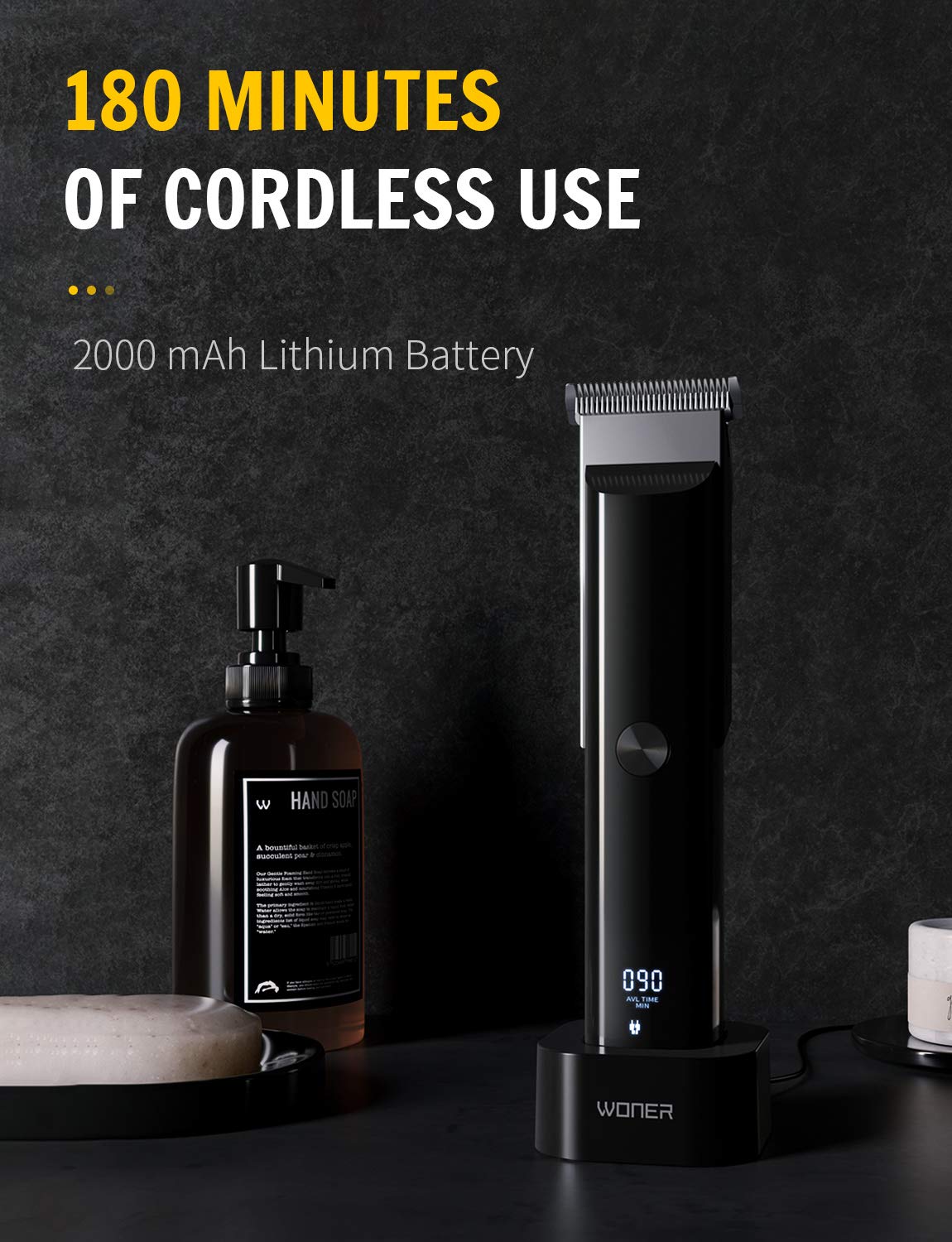 Hair Clippers for Men, WONER Clippers for Hair Cutting, Rechargeable Cordless Hair Trimmers with Charging Stand, Hair Cutting Kits for Family : Beauty