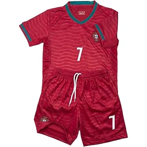 Sumjig Youth Soccer Jerseys, 7# Kids Soccer Jersey and Short for Boys, Fabrics Training Uniform Soccers, World Cup Fans Gift