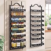Freexployer 8-Tier Over The Door Pantry Organizer, Large 2 IN 1 Wall Mount or Hanging Spice Rack, Pantry Door Organizer and Storage with Adjustable Basket, Door Spice Rack for Pantry, Black