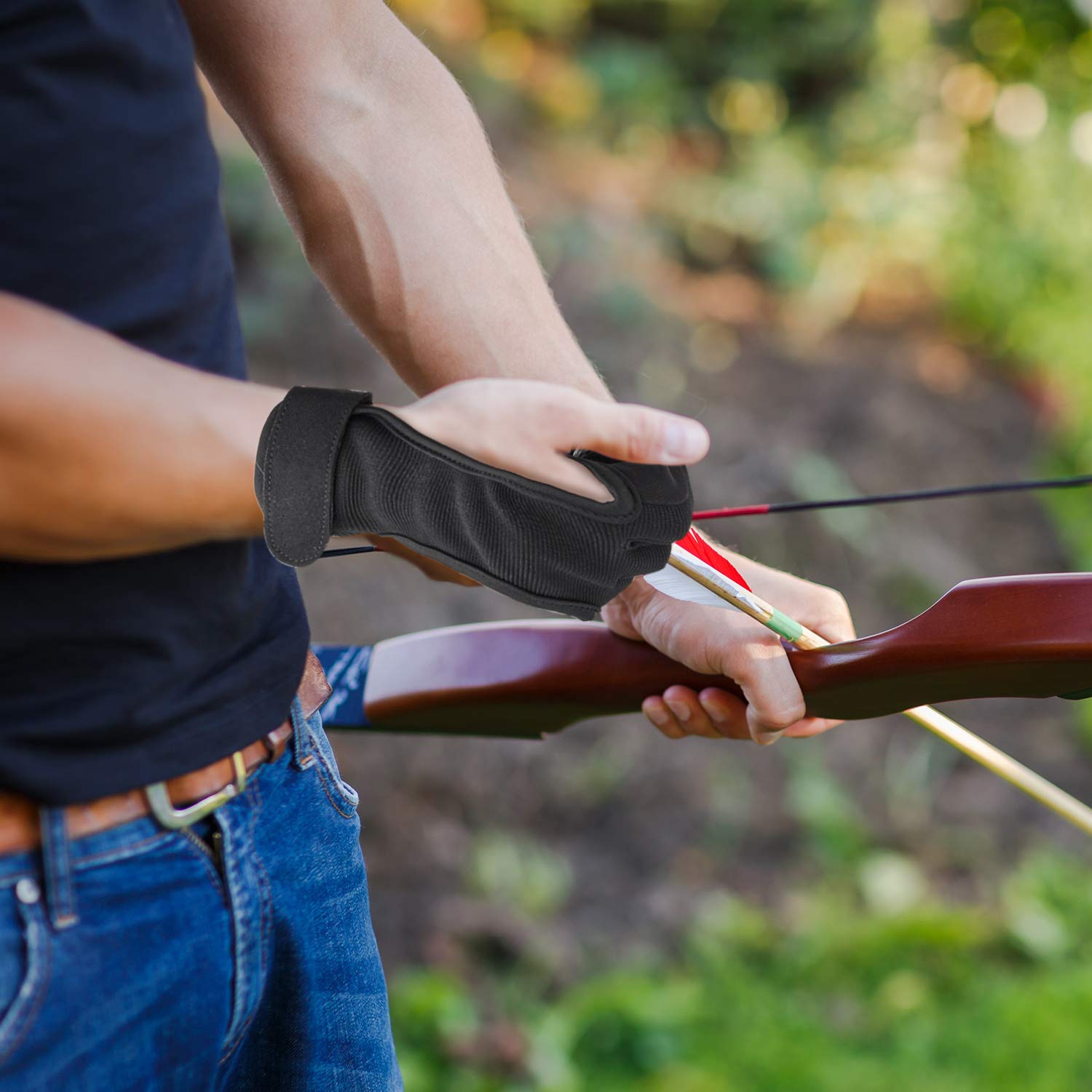 SATINIOR 2 Pieces Bow Archery Gloves 3 Fingers Shooting Gloves Hand