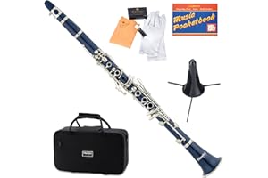 MENDINI BY CECILIO Mendini by Cecillo Bb Clarinet w/Case - Best Beginners Clarinet for Students, Adults and Kids w/Stand, Pocketbook, Mouthpiece and 10 Reeds - Wind & Woodwind Musical Instruments - Blue