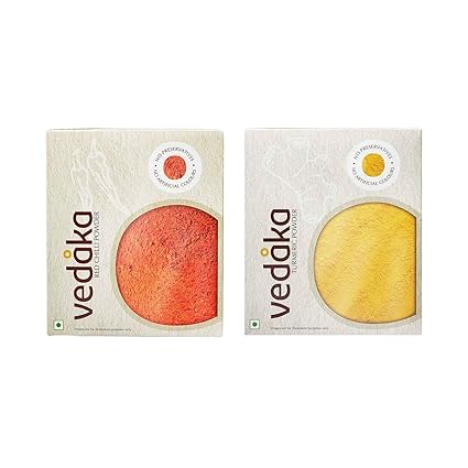 Amazon Brand-Vedaka red Chilli Powder 200g+Turmeric Powder 200g Combo Pack