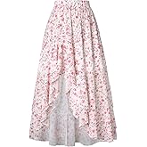 Scarlet Darkness Women's Renaissance Skirt Floral Print High Waist Ruffle Boho Maxi Skirts