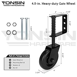 YONSIN 4.3" Heavy Duty Spring Loaded Gate Caster