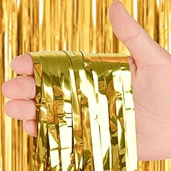 PABUES 3 Pack 3.3 x 6.6 FT Gold Foil Fringe