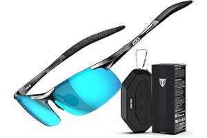ATTCL Polarized Sunglasses Men Sports: UV Protection Anti Glare Wrap Around Lightweight Metal Driving Fishing Golf Running