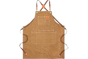 GREBSTK Work Apron Cross Back Adjustable Canvas Tool Apron for Woodworking, Gardening, Cooking