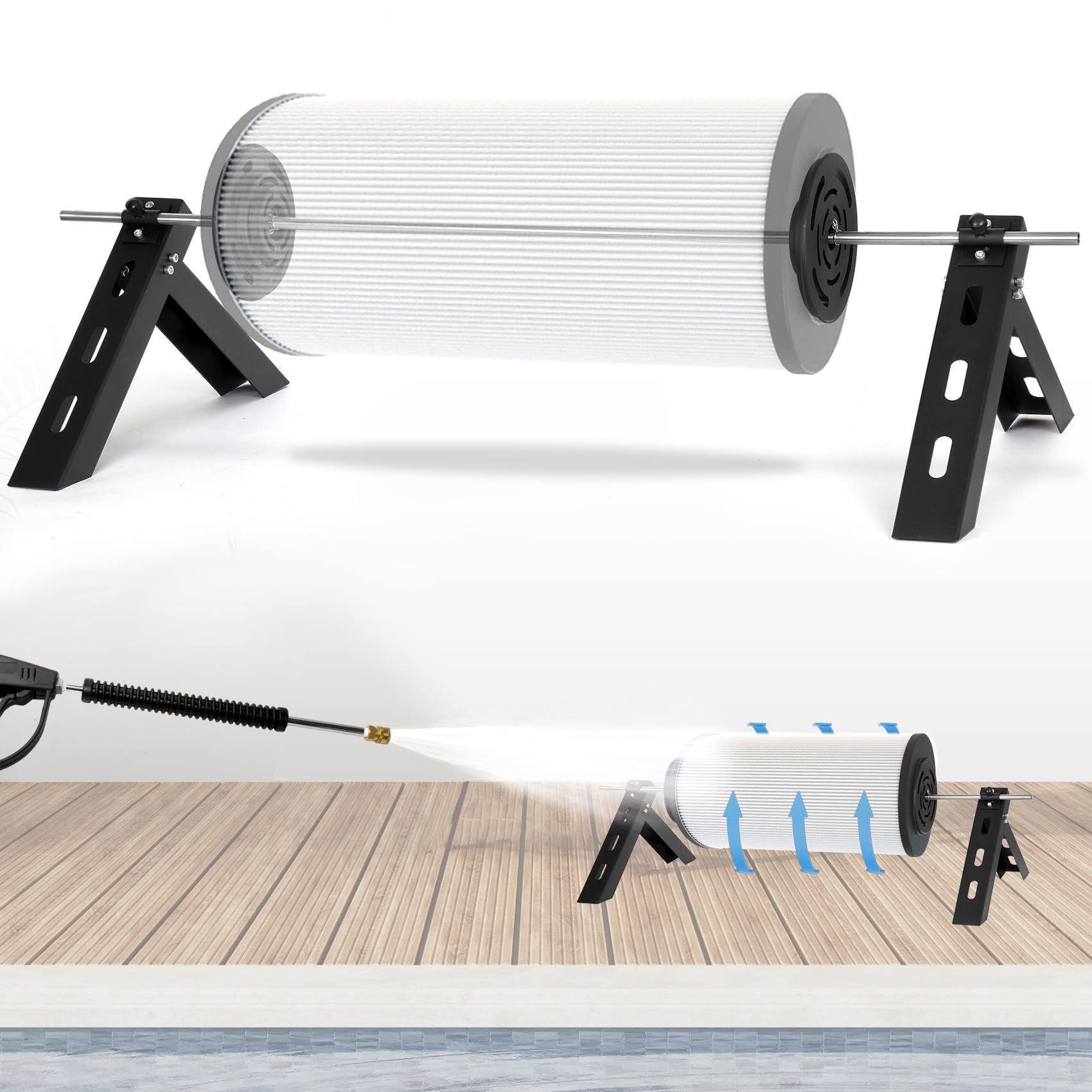 Benut Filter Cleaner Pool Stand, Pool Cleaning Cartridge Filter Rack ...