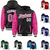 LTOCMKIY Custom Baseball Jackets Men Women Youth Personalized Varsity Letterman Jacket with Hood Stitched Name Number
