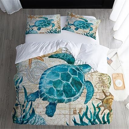 Amazon Com Sdiii 2pieces Turtle Bedding Aqua Turquoise Ocean