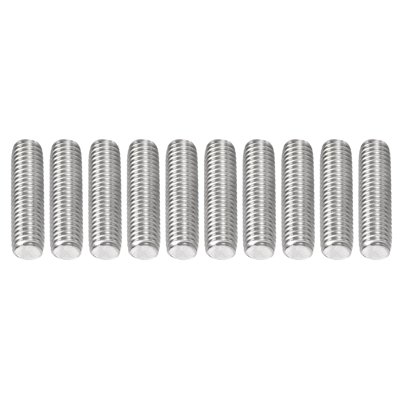 DTGN M8x1.25x30mm(DxPxL) Fully Threaded Rod - 10Pack - Good for Machinery - 304 Stainless Steel Right Hand Thread Rods Bar Studs - Silver