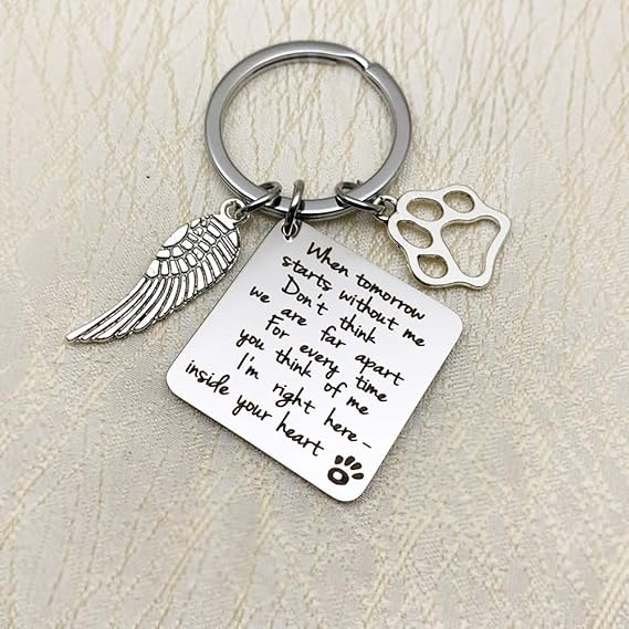 Amazon When Tomorrow Starts Without Me キーチェーン メモリアル ペット 犬 ロス キーチェーン 記念品 ペット愛好家へのお悔やみギフト ファッション小物 通販