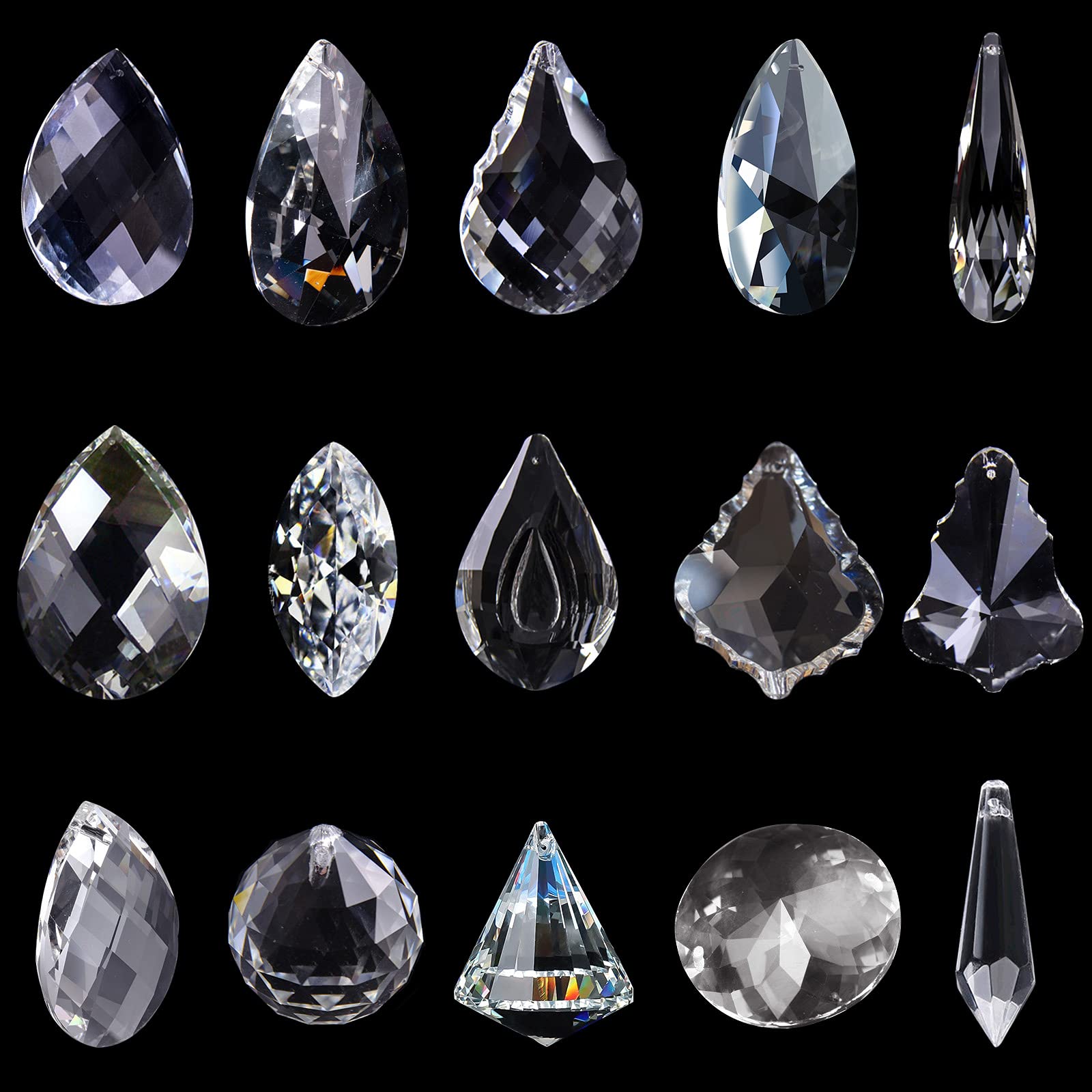 Hey_you 15 Pack Clear Crystal Suncatcher Prism Pendant Rainbow Maker Hanging Suncatchers Window Sun Catcher for Window Home Garden Wedding Decoration