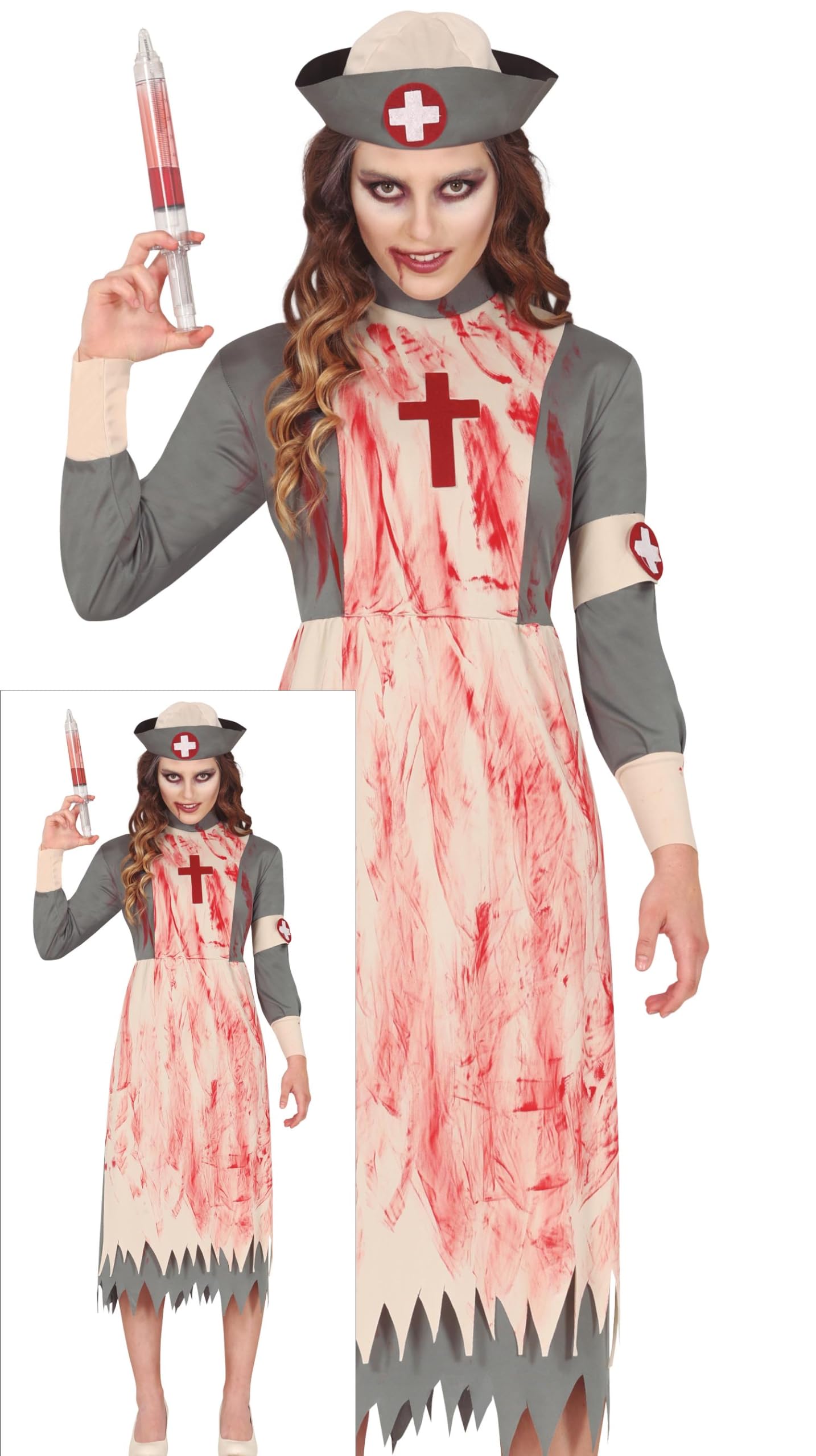 FIESTAS GUIRCA Bloody Nurse Women Fancy Dress Costume - Halloween Nurse Adults Costumes - Halloween Costumes for Women Size L