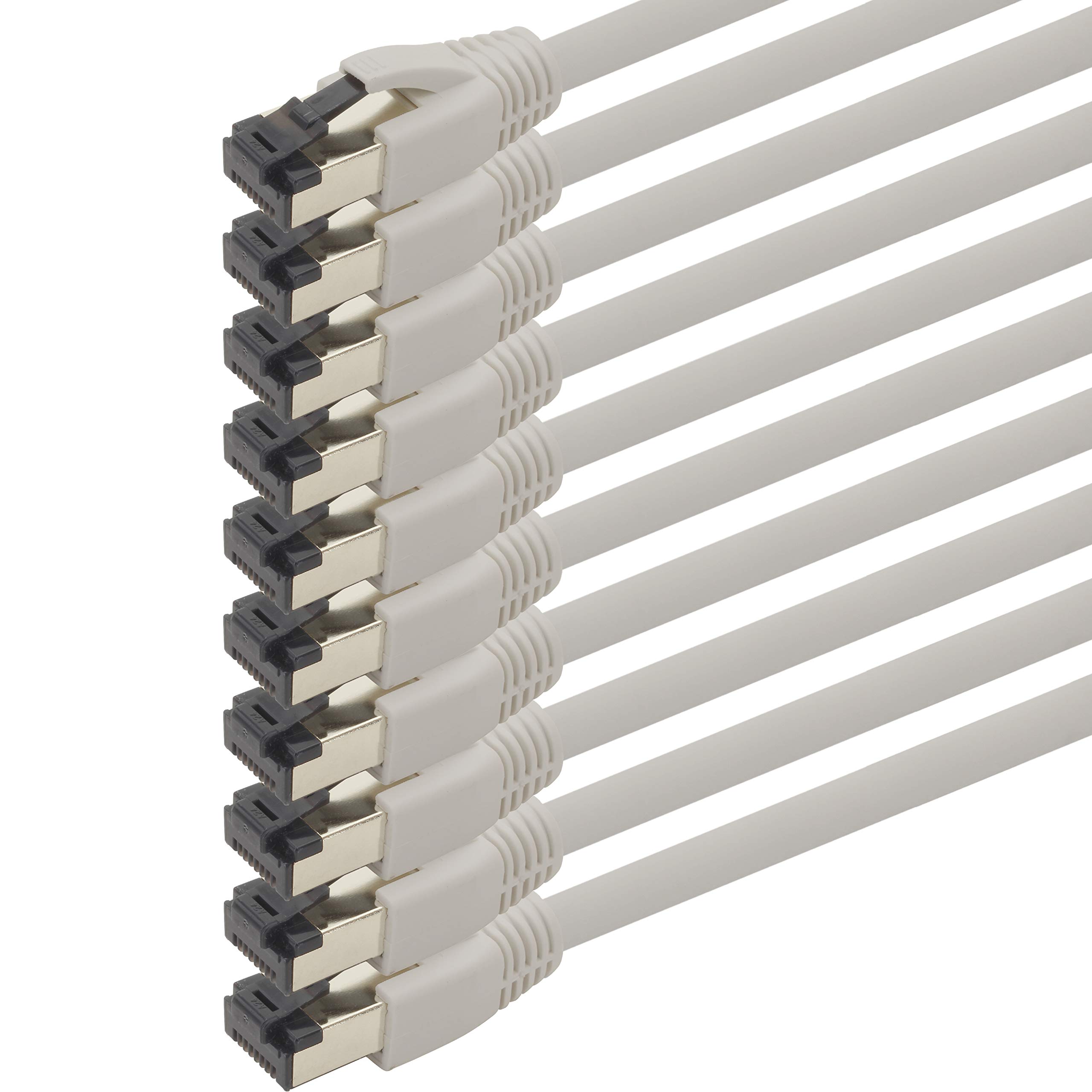 1aTTack.de 5m Cat 8 Network Cable CAT8 Cable Gray - Pack of 10 Cat.8 Lan 2000 MHz 40 Gbit s 40GBase-T Poe+ Patch Cable Ethernet Cable LSZH - 10 x 5 Meters Grey