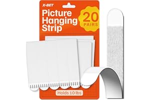 X-BET MAGNET Ultra-Strong Picture Hanging Strips (20 pairs) with Adhesive Backing - Perfect for Rental Friendly Upgrades - Wall Hanging Strips Without Nails - Heavy Duty Wall Hanging Adhesive Strips for Home Decor