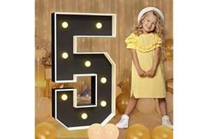 Imprsv Marquee Numbers Black 3FT: Black Party Decor - Light Up Number 5 Large 3 Feet Tall - Birthday Decorations for Him Her 5th 15th 50th