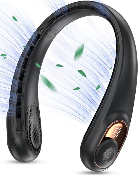 KIDEE NECK FAN, PORTABLE BLADELESS NECK FANS, UPGRADE 360° AIRFLOW, SUPER QUIET, 3 SPEEDS, 4000MAH PERSONAL WEARABLE NECK FAN, UPGRADED COOLING AIR VOLUME USB RECHARGEABLE HANDS FREE FAN