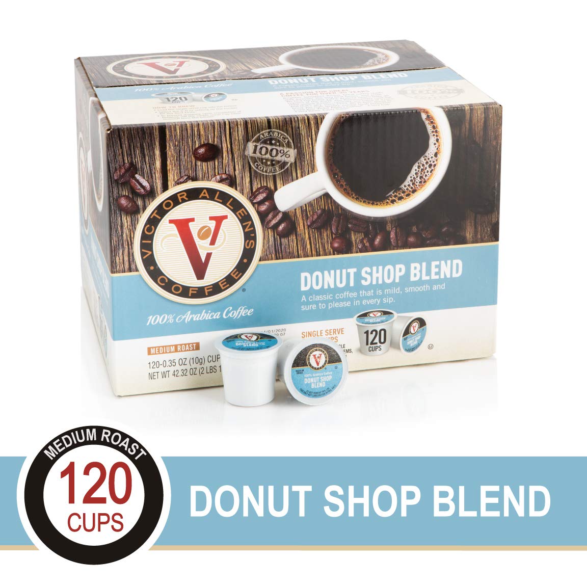 Donut Shop Blend for K-Cup Keurig 2.0 Brewers, 120 Count, Victor Allen’s Coffee Medium Roast Single Serve Coffee Pods