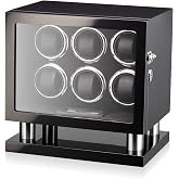 Watch Winder for 6 Watches with LED Light, LCD Display and Motor-Stop Option