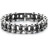 COOLSTEELANDBEYOND Men Masculine Hexagon Motorcycle Bike Chain Bracelet Stainless Steel Old Metal Treatment Retro Style