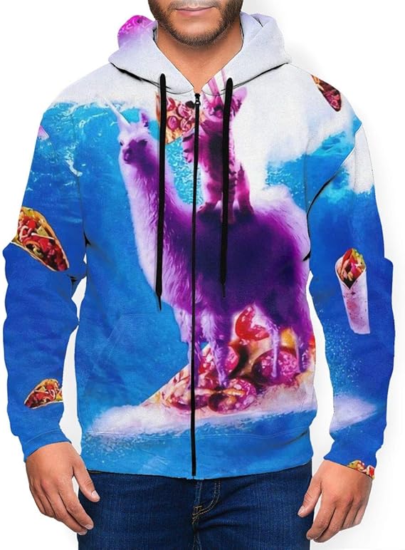 Amazon Co Jp プルオーバー レーザーアイズスペースキャットライディングサーフィン トップス 長袖 厚手 メンズ 冬服 パーカー ジップアップ フード付き 春服 秋服 カジュアル ファッション 快適 防寒 服 ファッション小物