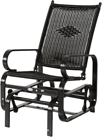 Outsunny Outdoor Antique Aluminum Wicker Gliding Chair Black Amazon Ca Patio Lawn Garden