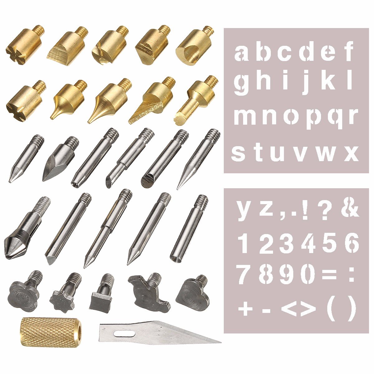 28pcs Wood Burning Pen Tips Stencil Set Soldering Iron Working Carving Burner