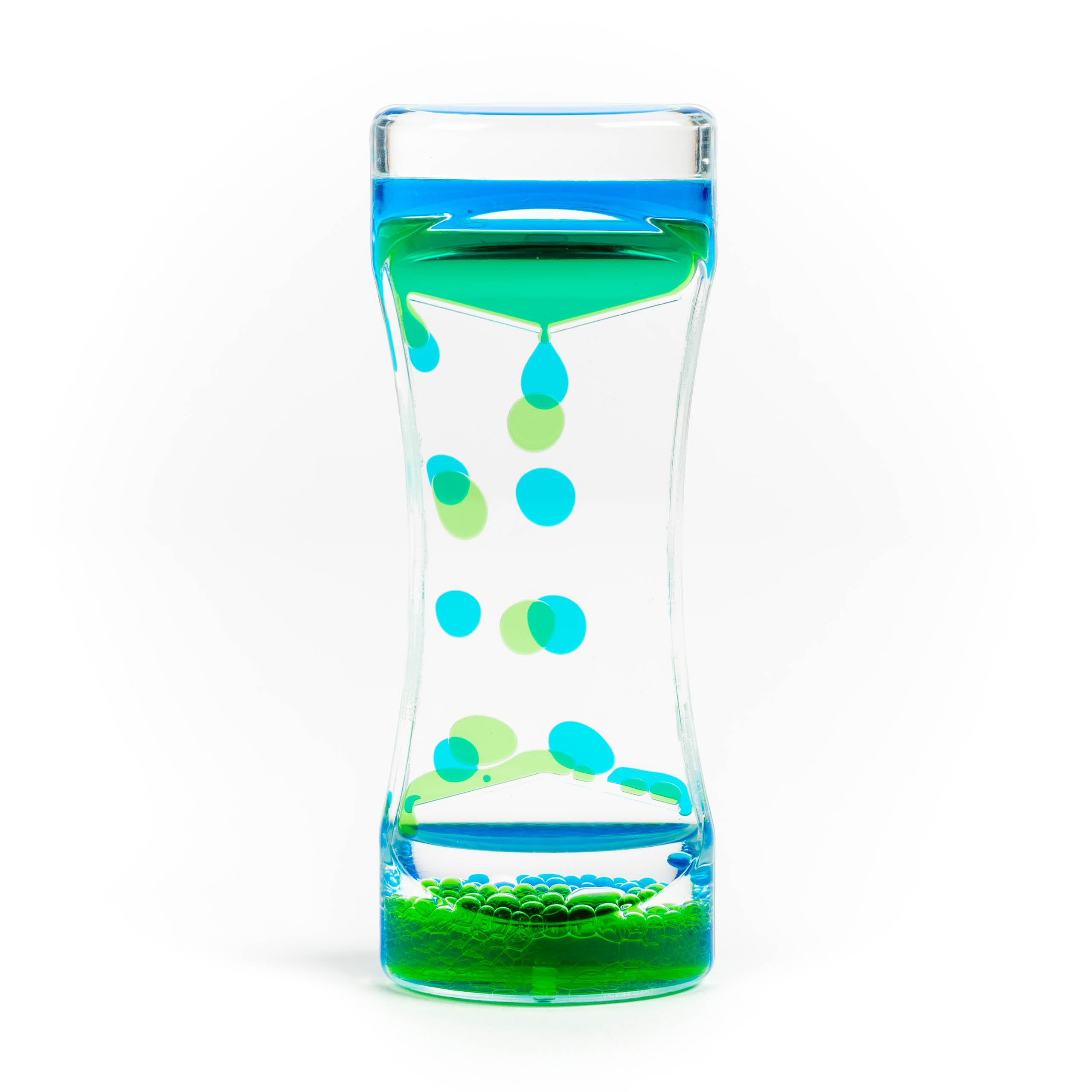 THE TWIDDLERS Green Blue Liquid Motion Timer Sensory Timer Hourglass, 14cm - Kids Water Bubble Lava Lamp Calming Sensory Toy for Autism, Stress Relief, Relaxation, ADHD, Perfect Stocking Filler — image 1