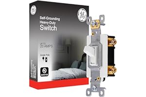 GE Heavy-Duty, Single Pole, In-Wall, Light, Fan, One Switch Circuits, Self-grounding Clip, Easy to Install, 20A/120V AC, UL Listed, White, 42160