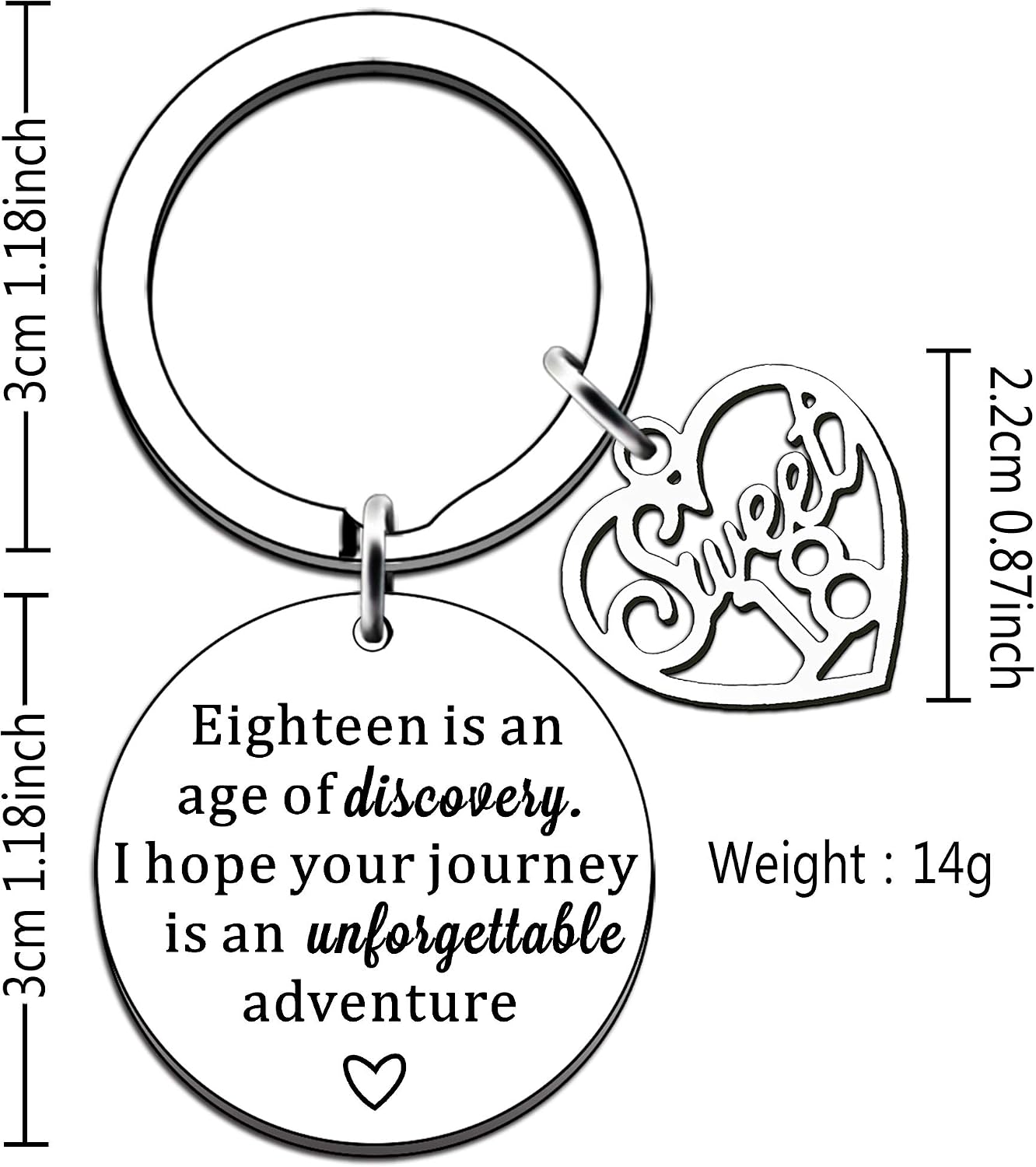 JMIMO 18th Birthday Gifts for Girls Boys 18 Birthday Keyring, 18th - B - Image 3