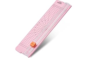 ISDIR Paper Cutter Slicer, 12 Inch Paper Trimmer Scrapbooking Tool Supplies with Security Safeguard and Side Ruler, Portable Paper Slicer for Craft Paper, Label, Photo, Cardstock (Pink)