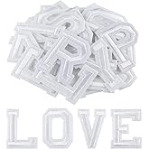 Morcheiong 78 Pcs Iron on Letter Patches A-Z, 2 Inch Iron on Embroidered Alphabet Patch for Clothing, Pants, Hats, Bags- White