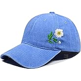 yolrdiw Summer Hand Embroidered Floral Baseball Cap Cotton Flower Hat Gifts for Women Girl