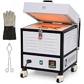 PYY Electric Pottery Kiln for Pottery at Home, 1500W Hi-Temp 2200℉/1200℃ Melter Furnace Oven, Pottery Kiln for Ceramics, Clay, Glass Fusing, Wax Casting, Jewelry Making, with Vent Hole &amp; Wheels