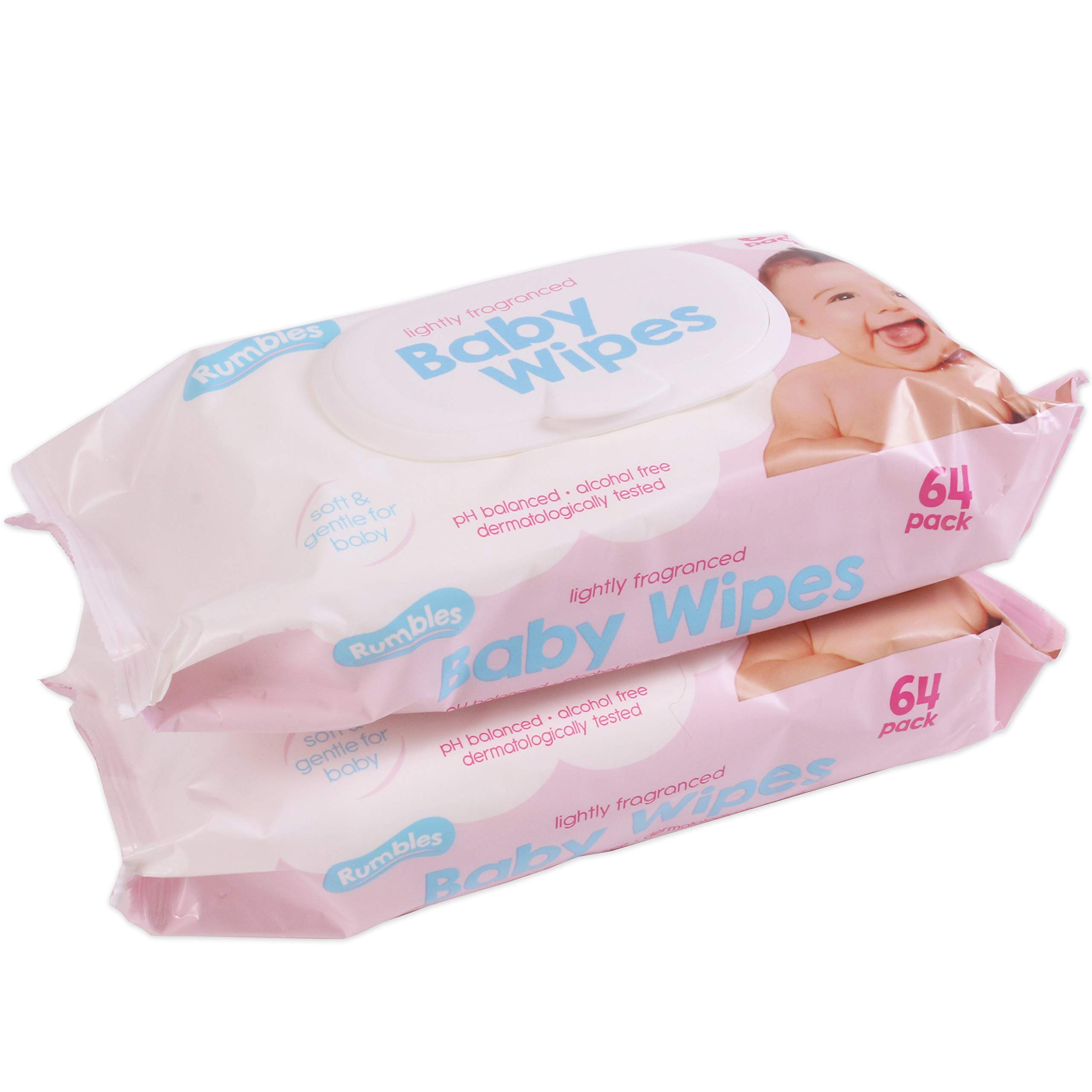 128x Lightly Scented Baby Wipes, Alcohol Free Fragranced Newborn Gentle Skin Cleaning Nappy Changing Hygiene