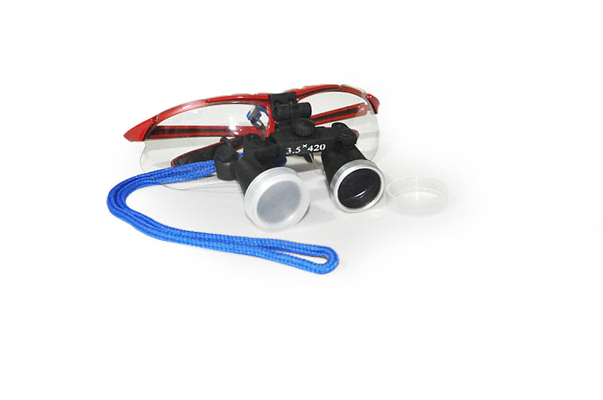 Denshine Médico Quirúrgico Dental Gafas Lupas Binoculares 3.5×420MM(Rojo)